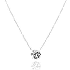 PAVOI 14K Gold Plated Crystal Solitaire 1.5 Carat (7.3mm) Cubic Zirconia Dainty Choker…