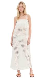 LE BOP Women's Camille Maxi Dress Medium Ivory Eyelet
