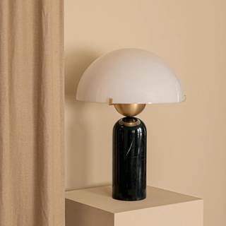 Modern Dimmable Table Lamp Black Marble Lamp for Nightstand | Glass Shade Stone Desk Lamp…