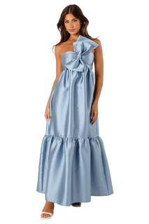 Petal & Pup Women's Betina Bow Front Maxi Dress Small Blue