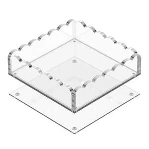 GRAHAM DESIGN 8x8 Scalloped Acrylic Tray with Magnetic Mat – Clear Decorative Photo…
