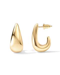 PAVOI 14K Gold Plated 925 Sterling Silver Post Statement Huggie Earrings | Gold Dome Hoop…