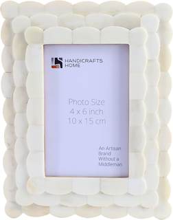 Handicrafts Home Handmade Scalloped Bone Inlay White Picture Frame, 6x4 | Portrait or…