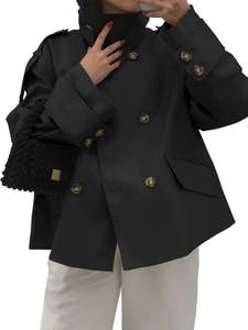 Tankaneo Womens Cropped Trench Coat Oversized Short Jacket Casual Outerwear | Windproof…