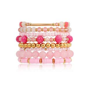 Pink Bracelet for Women Cute Boho Stackable Beach Hot Pink Gifts Jewelry for Women Dainty…