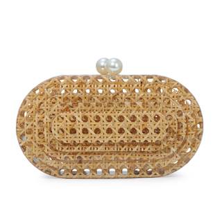 Fecialy Women Acrylic Clutch Purse Rattan Woven Pattern Handbag Shell Shape Crossbody Bag…