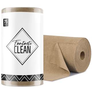 Fantasticlean Microfiber Cleaning Cloth Roll- 75 Sheets, 12" x 12" (TAN) | Super…
