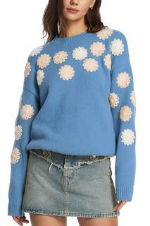 D-Sun Sweaters for Women Trendy 2026 Fall Long Sleeves Crew Neck Flower Color Block…