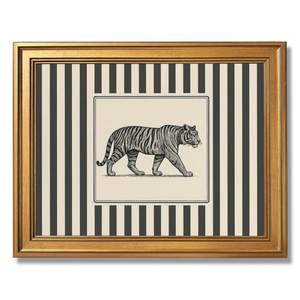 Gold Framed Vintage Tiger Wall Art Black and White Striped Wild Animal Poster Retro…