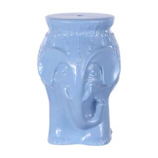 JONATHAN Y Orla Elephant Garden Stool 18.5" Ceramic Accent Table, Blue | Plant Stand…