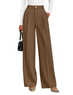ZESICA Women's 2026 Business Casual Work Office Dress Pants | Wide Leg Button Suit Pant…