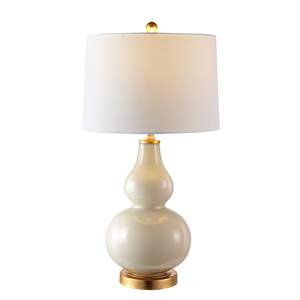 SAFAVIEH Lighting Collection – Karlen Set of 2 Cream & Gold Leaf Double Gourd Glass Table…