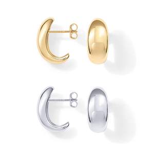 PAVOI 14K Gold Plated 925 Sterling Silver Post Huggie Earrings | Gold Dome Huggie Hoop…