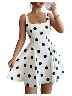 OYOANGLE Women's Polka Dots A-Line Cami Dress Square Neck Flared Mini Dress | Polka Dots…