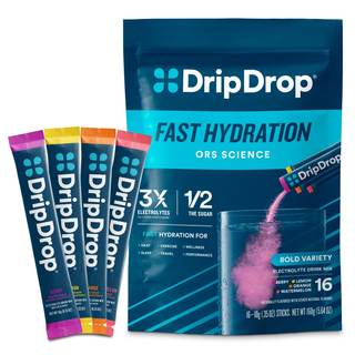 DripDrop Hydration Bold Variety Pack, Electrolyte Packets, 16 Count | Watermelon, Berry…