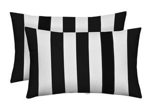 RSH DECOR Outdoor Pillows Black and White Striped Lumbar Pillow Set of 2, 12x20…