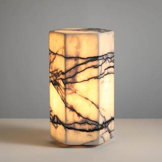 Handcrafted Real Marble Table Lamp, Stone Lamp with Tri-Color Dimmable LED, Bedside Lamp…