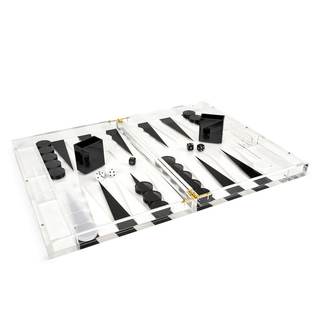 TIZO Elegant 18” Lucite Backgammon Set, Lucite Chips & Cups with Magnetic Closure…