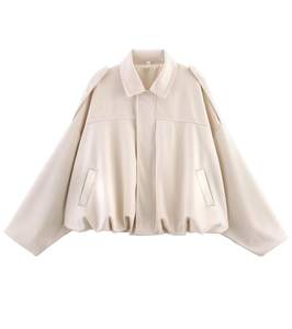 Womens Faux Suede Bomber Jacket Oversized Long Sleeve Cropped Coat | Lightweight Going…
