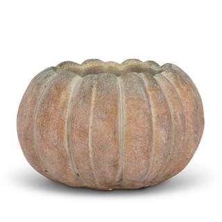 Abbott Collection Low Cement Pumpkin Indoor and Outdoor Planter Pot (4" H, 4.5" Opening)