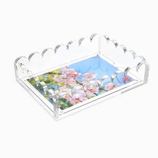 LUGUNU Scalloped Acrylic Tray with Magnetic Mat – Customizable for Photos, Artwork, or…