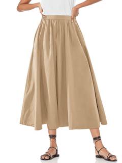 Yousify Women’s A-Line Midi Skirts Casual High Waist Flowy Pleated Skirt | Side Pocket…