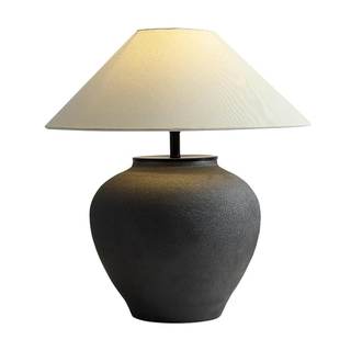 Farmhouse Table Lamps Black 18.8" Tall Ceramic Table Lamp Rustic Southwestern Clay Pot…