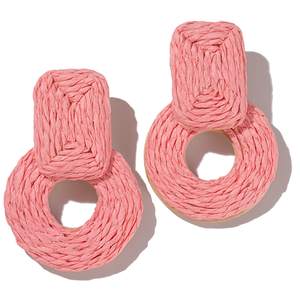 Boho Statement Raffia Drop Earrings Colorful Summer Beach Big Fun Jewelry | Geometric…