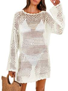 ANRABESS Women Swimsuit Crochet Swim Cover Up 2026 Summer Bathing Suit Swimwear Mesh Knit…