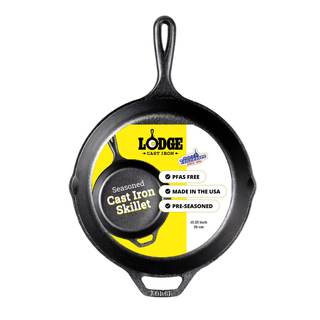Lodge Seasoned Cast Iron Skillet 10.25 Inches - PFAS-Free, Non-Toxic Cookware - Use with…
