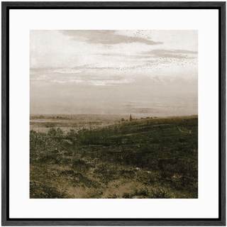 SIGNWIN Framed Canvas Print Wall Art Cloudy Stormy Brown Countryside Landscape Nature…