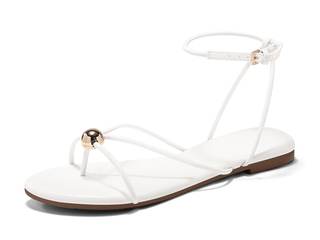 Coutgo Womens Strappy Flat Sandals Open Toe Flip Flops Sandals Ankle Strap Summer Beach…