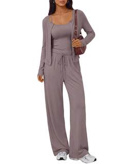 Trendy Queen Womens 3 Piece Lounge Sets Airport Outfits 2026 | Resort Vacations, Fall…