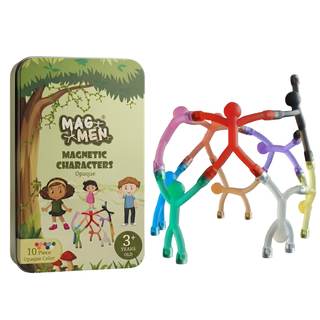 MAGMEN 10-Piece Magnetic Fidget Figures with Storage Tin - Opaque-Color Magnetic…