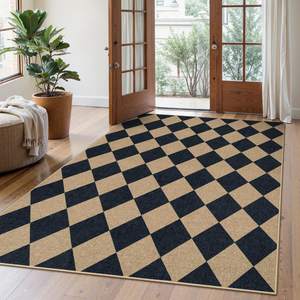 Lahome Checkered Easy Jute 5x7 Area Rugs, Washable Outdoor Patio Rug for Living Room…