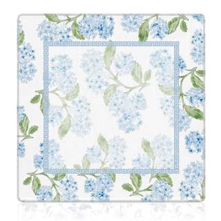 Blue Hydrangea Floral Mahjong Mat 31.5"x31.5", Grandmillennial Blue Flower Non-Slip Noise…