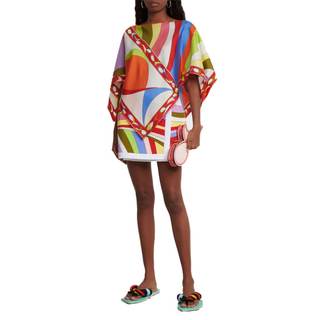 Wuitrie Two Piece Sets for Women Color block Poncho Tops Mini Skirt Geometric Print Going…