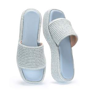 Monrovia Platform Sandals Women Raffia Espadrille Slides, Woven Straw Flatform Beach…