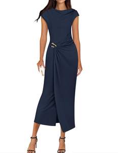 ZESICA Women's Summer Cap Sleeve Wedding Guest Cocktail Midi Dress | Bodycon Mock Neck…
