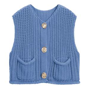 Hixiaohe Womens Crochet Chunky Knit Top Sleeveless Button Down Crop Tops Trendy Cardigan…