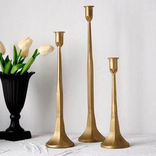 Denique Iron Taper Candle Holder Set of 3, Gold Candlestick Holders Decorative Candle…