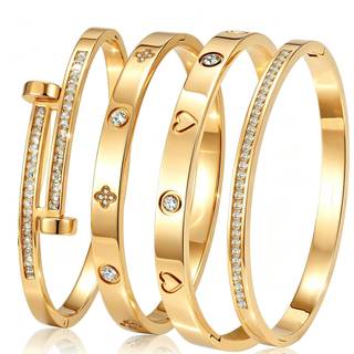 Camhanno Gold Bangle Bracelets for Women, 18K Gold Plated Stainless Steel Stackable…