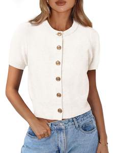 PRETTYGARDEN Womens Summer Cardigan Short Sleeve Sweater | Soft Stretchy Knit,Crewneck…