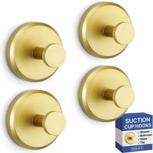 HOME SO Suction Cup Hooks for Shower & Bathroom Towel Holder 4-Pack – Suction Cups Hooks…