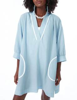 Ailoqing Swimsuit Coverup Womens V Neck 3/4 Sleeve Casual Shirt Dress with Pockets Small…