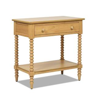 Easton 28" Modern Farmhouse Turned 1-Drawer Storage Side Table with Shelf, Natural Brown…