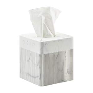 White Tissue Box Cover Square Resin Tissue Holder for Home Decor, Hand Poured Marble…