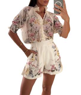 Wuitrie Short Sets Women 2 Piece Outfits Summer Short Sleeve Tops High Waist Shorts…