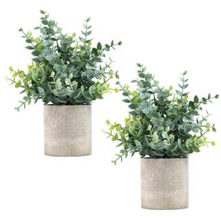 Coferset 2 Pack Small Fake Plants Eucalyptus Potted,Sage Green | Small Space Artificial…