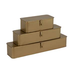 Creative Co-Op Decorative Metal Boxes with Gold Finish (Set of 3 Sizes) Gold Rectangular
